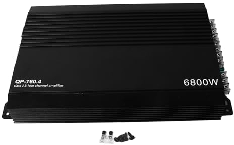 Keenso Channel Amplifier, Car Stereo Amplifier 4 Channel Aluminum Alloy High Heat Dissipation Power Amp for Car Speakers