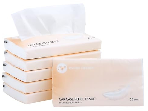 Car Visor Tissue Refills - 300 Sheets Facial Tissues for Travel Holder Tubes Box Container, Perfect Fit for Cylinder