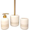 iubihome - Set Bagno Accessori Completo di Lusso, 3 Pezzi in Ceramica Kit Accessori Bagno Moderni con Scopino Bagno Wc, Porta Sapone Liquido e Spazzolini