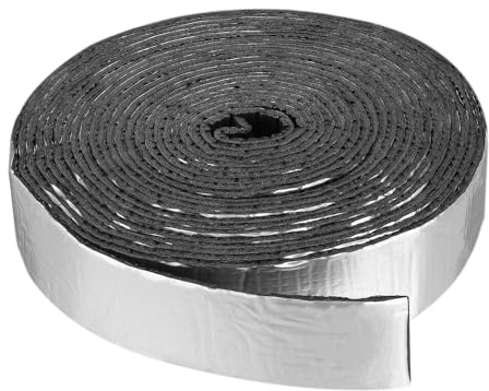 PATIKIL 2.4 Pollici X 33 Ft Nastro Isolante Per Tubi, 1 Pezzo Nastro In Gomma Spugna Con Fodera In Alluminio E Adesivo Resistente Alle Intemperie Per Tubi Di Acqua Calda E Fredda, Nero