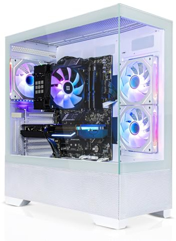 SYSTEMTREFF PC Gamer Blanc Intel Core i5-13600KF 6x5.1GHz | Nvidia RTX 5060 Ti 8Go | 1To M.2 NVMe | 32Go DDR4 RAM | Windows 11 | Ordinateur de Bureau pour Les Joueurs, Les Gamers & Streamer