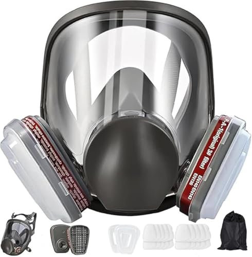goambuy Masque de protection respiratoire réutilisable - Masque à gaz complet - Masque industriel anti-poussière avec 22 gants en coton filtrant - Pour vapeurs organiques, poussière, soudage
