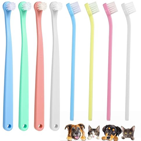 Wanmu Hundezahnbürste, 8 Stück Hunde Zahnbürste Haustierzahnbürste Hund Zahnbürste Wiederverwendbar Tragbar Haustier Katzen Katzenzahnbürste für Katzen Hund Welpen