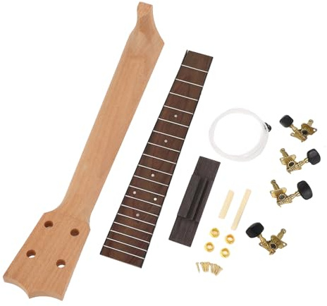 Ukulele Neck Kit, Ukalelee Pack Bundle Rosewood Fingerboard String Knob and Bridge Set med Rosewood Fingerboard för Handcraf