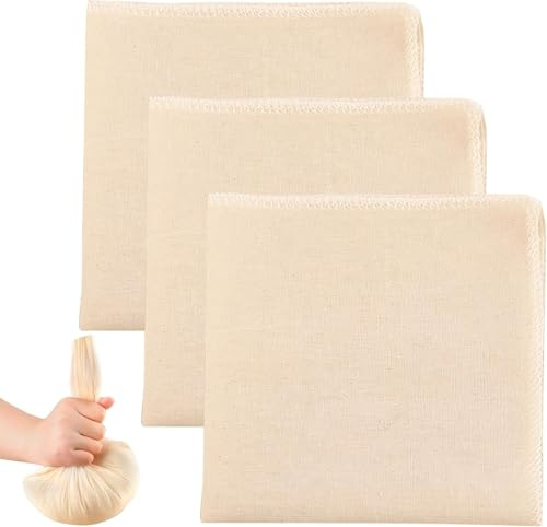 3 Pcs Cheese Cloths, Cheesecloth, Cheese Cloth, Reusable and Washable Cheesecloth, 50x50cm Dual Layer Design Pure Cotton Muslin Cloths, Muslin Cloth Weave Fabric Filter for Cooking, Baking, Tea Coffee