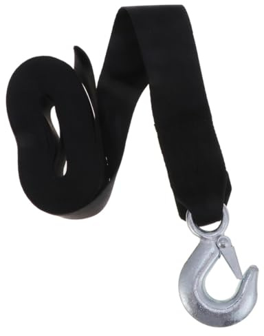 Luxshiny Sangle de Treuil de Remorque 5 M Noire 47 CM Large avec Crochet en Acier Résistance 15 Tonnes Corde Marine de Remorquage Sécurisée pour Usage Automobile et Remorquage