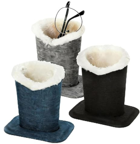 Houbobo 3 Pack Eyeglass Holder, Eyeglasses Holder Stand with Plush Lined