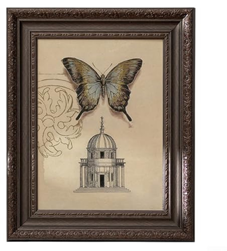 Marco de fotos clásico vacío de resina de 7 pulgadas con borde ornamentado para pared y mesa en sala de estar, dormitorio, oficina, decoración de hogares (D)
