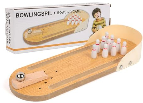 LLTCMYGS Montessori Mini bord Bowling-set, trä bowlingspel för barn