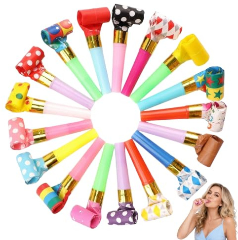 25 PCS Party Blowers, Party Whistles for Birthday Celebrations | Foil Party Blowers, Party Noise Makers, Party Blowers With Foil, Birthday Party Supplies, Adult Party Accessories