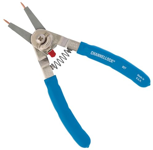 Channellock Snap Ring Plier 927 - Precision Circlip Retaining Ring Pliers, 5 Tips, Made in USA - 8-Inch