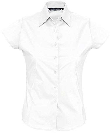 Sols - Damen Stretch-Kurzarmbluse 'Excess' M,White
