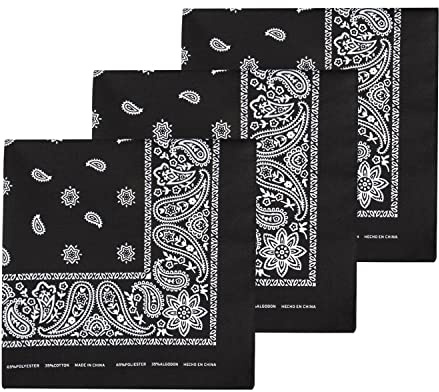 Levi's Men's 100% Cotton Multi-purpose Bandana Gift Sets – Headband, Wrap, Protective Coverage, Black, Pack 3