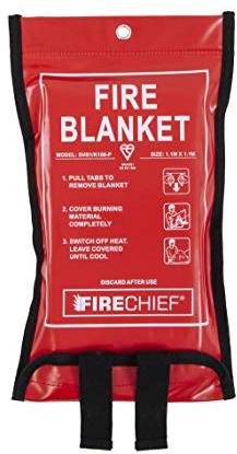 Firechief SVB1/K100-P - Coperta antincendio Kitemarked di alta qualità, 1,1 m x 1,1 m, adatta per l'uso in casa (cucina, ufficio, garage), 101-1489