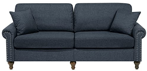 Klassisches Sofa 3-Sitzer Polsterbezug 2 Zierkissen dunkelgrau Otra II