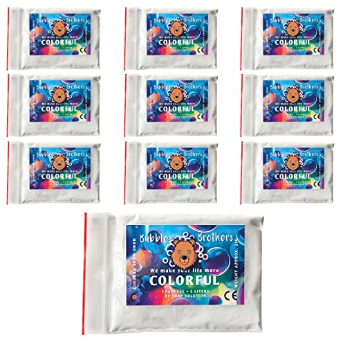 Bubble Brothers Poudre Magique 2x5 litres de Solution à Bulles de Savon géant, Liquide Extra Fort, 10 litres de mélange à Bulles, Jeux de Jardin, Recharge pour Machine à Bulles (10 x 5 litres)