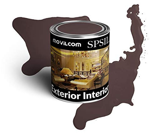 MovilCom® - Bote de pintura alquídica esmalte interior exterior color Marrón, 375ml, mod.8771