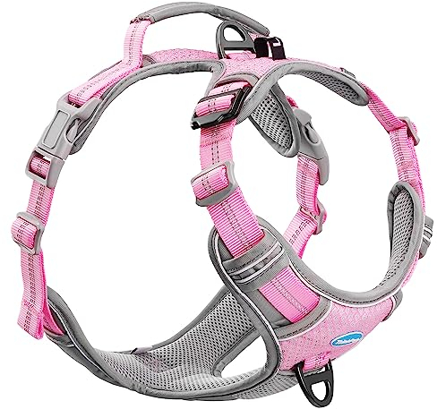 ThinkPet No Pull Harness Atmungsaktives Sportgeschirr mit Griff - Sicherheitsweste für Hunde, gepolstert, reflektierend, verstellbar, Clip hinten/vorne für Easy Control