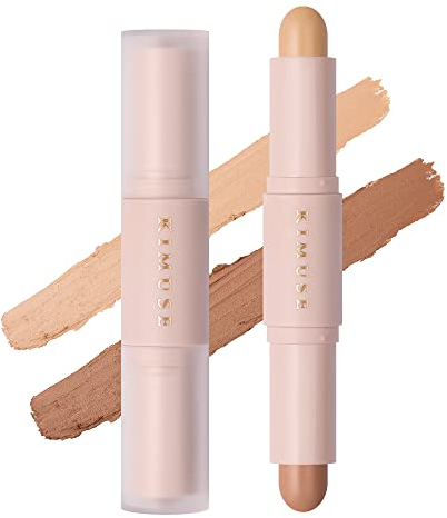 KIMUSE 2 Color Dual Cream Contour Stick, Highlight & Contour Bronzer Stick, Long Lasting & Waterproof Contour Sticks Kit for Light Skin Face Makeup (W02)