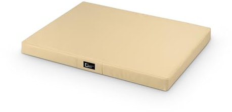 Exclusive Bed Hundmadrass Tina av ekologiskt läder, rektangulär écru L 80 cm x 60 cm, hundmatta, hundförvaring, hållbar, vattentät, nötningsbeständig, slitstark