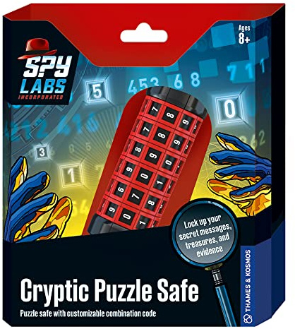 Thames & Kosmos Spy Labs : Cryptic Puzzle Safe | Jouet Cryptex Da Vinci Code pour enfants à partir de 8 ans | Boîte de puzzle Cryptex Lock | Équipement espion pour les agents en herbe | STEM Logic