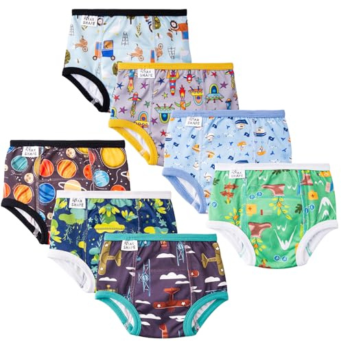 Heekcaa Culotte Apprentissage Propreté Garcon, Culotte d Apprentissage Enfant, Paquet de 7, Culotte d'apprentissage de la propreté pour bébé (FR/ES, Âge, 4 Ans, Taille Normale, Bleu)