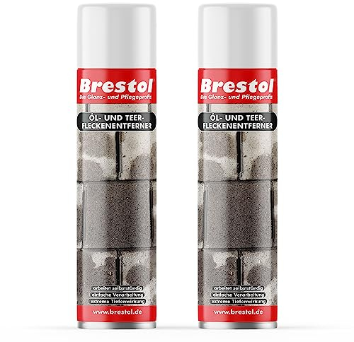 BRESTOL® ÖLFLECKENTFERNER Spray 2X 400 ml Sprühdose - Ölfleckentferner für Pflastersteine Parkplatzreiniger Werkstattboden-Reiniger