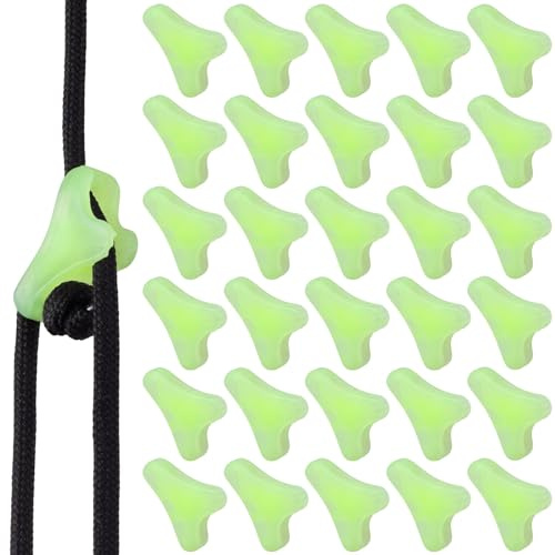 HINZIC 30 Pack Ultralight Fluorescent Guyline Tensioners Tent Rope Tighteners Guy Lines Cord Rope Adjuster for Outdoor Camping Hiking Tarp Canopy Shelter