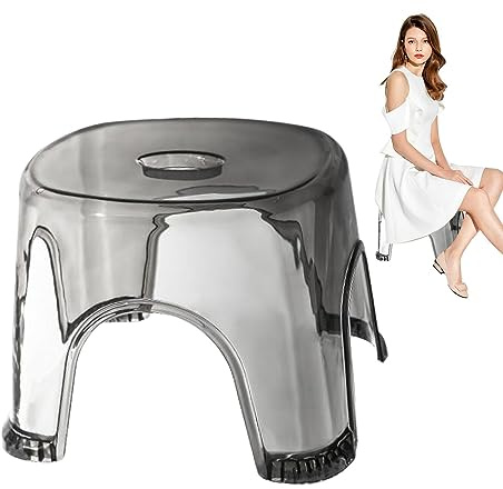 Maciun Taburete Transparente para Ducha, Resistente al Agua, Antideslizante, Asiento Transparente, Banco de Esquina para Baño, Pequeño Cuarto de Ducha