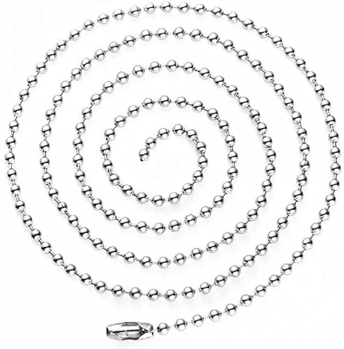 Generic DIY Stainless Steel Ball Bead Chain Necklace 3Mm Bead Adjustable Metal Pull Chain Extension Beaded Chain with Matching Connector Jewelry Findings 1PC
