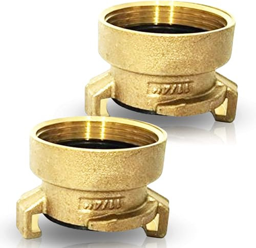 PipeSan Raccordo Rapido Geka 1 1/4 – Set da 2 in Ottone – Filetto Femmina F5/4 – Guarnizione Inclusa – Acqua Potabile – Alta Resistenza 10 bar – Uso Giardino & Irrigazione | Sistema a Baionetta