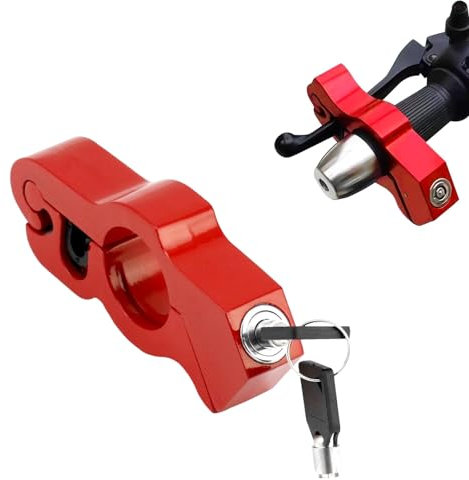 Quixotical Motorrad Lenker Bremshebelschloss, Aluminium Alloy Motorradlenker Sicherheitsschloss, Universal Motorradschloss mit Schlüsseln, für Motorrad-Diebstahlsicherung (Rot)