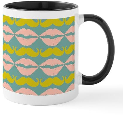 CafePress Mustache & Lips Pattern Mug 11 oz (325 ml) Ceramic Coffee Mug