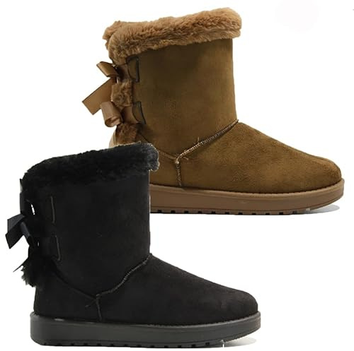Women's Snow Boots - Winter Fur-Lined Ankle Boots | Lightweight, Anti-Slip, Slip-On Walking Boots for Outdoor Use | Warm and Cozy (CHESTNUT, UK Footwear Size System, Adult, Women, Numeric, Medium, 5)