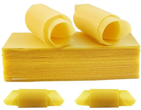 Cisixin 10 Pcs Beeswax Sheets, Beeswax Candle Making Kit, DIY for Adults and Kids, 90mm x 130mm Natural Wax, Candle Rolling Kit for Party Christmas(Yellow)