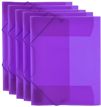 Office Box Lot de 5 chemises avec fermeture à élastiques Format A4+ Maxi (idéal feuilles, dessins, cartes, sous-dossiers) - Matériau très résistant polypropylène 100 % recyclable by Office Box