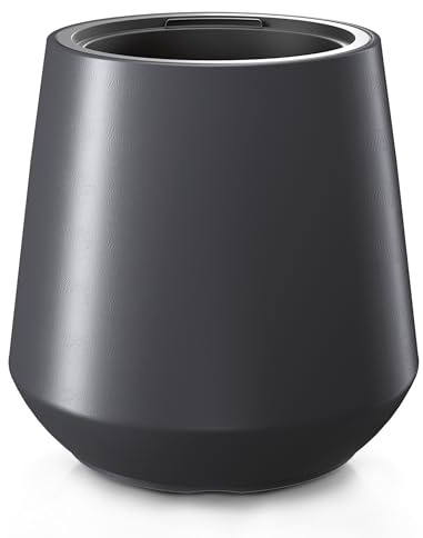 Växtkruka av plast med avsmalnande stativ, 44 x 35 cm, antracit designkruka med växtinsats | blomkruka för trädgård