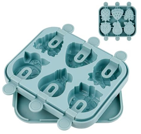 FRUHLING Stampi per gelato in silicone, per frutta e gelato, senza BPA, per il fai da te, con bastoncini per succo di yogurt, frullati (blu)