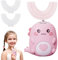 Spazzolino da denti elettrico a ultrasuoni a 360º, con 2 testine in silicone a forma di U, spazzolino automatico con LED e luce effetto dinosauro, per bambini dai 2 ai 6 anni (rosa 2 ~ 6 anni)