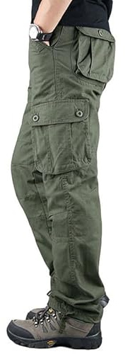 MOKBAY Pantalones Hombre Casual Pantalones Cargo Verde Ropa de Trabajo Pantalon Cargo de Trabajo con Bolsillos Treino Tacticos Militar Táctico Militar Senderismo Pantalón Caza Hombre Verde M