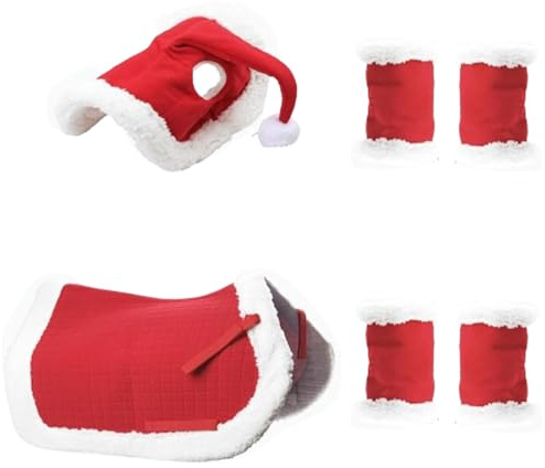 Generico Festliches Kostnadskostüm – Weihnachtsmannmütze and Gamasches, Plusk-Reitzubehör | Lustiges Reitoutfits for Pferdeparaden, Festivaler, Stallpartys och fotoshootings