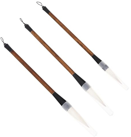 TOKIDNY 3 pezzi Pennelli Calligrafia in Pelo di Lupo Manico in Legno Resistenti e Facili da Impugnare per Scrittura e Disegno Artistico Tradizionale