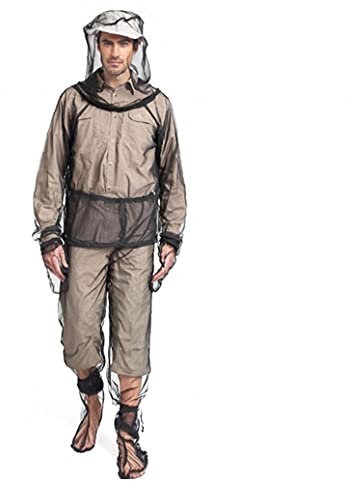 Yililay Anti-moustiques Costume Proof Bee vêtements d'aventure avec Un Pantalon Manteau Gants pour Camping Cyclisme Pêche Randonnée Noir S/M 4PCS