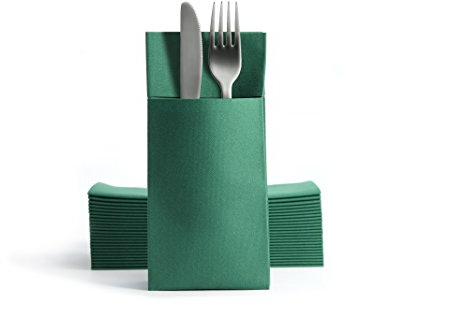 Alvotex Chic Airlaid 50 Cutlery Napkins Cutlery Pockets, Fabric-Like, Disposable Napkin, 39 x 40 cm, Green