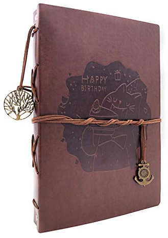 ThxMadam Scrapbook Cuero Álbum de Fotos Libro de Visitas DIY Cumpleaños del libro de memoria con 30 Páginas Negras + 30 Páginas Kraft para mamá papá hijo hija abuelo abuela chica chico amigo