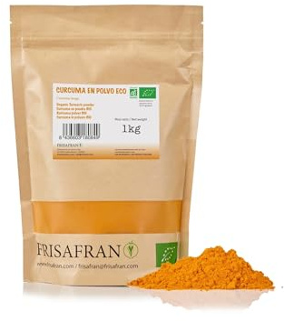FRISAFRAN | Curcuma in polvere BIO 1kg | Digestivo | naturale | Polvere radice di curcuma | macinata | cibo bio | integratore | Curcuma-pura | senza additivi | Origine India