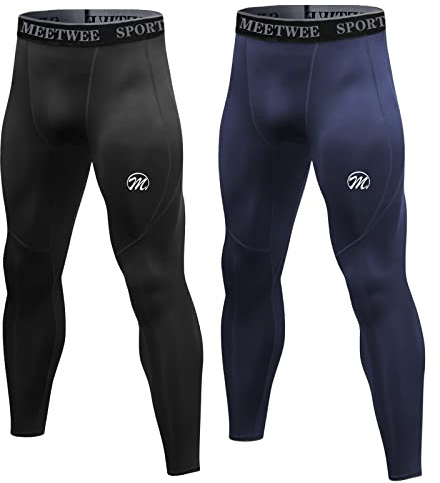 MEETWEE kompressionsbyxor för män, sportleggings långa löparbyxor andningsbara funktionella byxor tights byxor