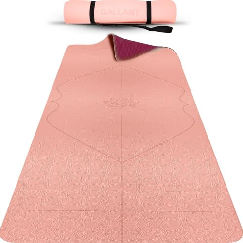 Gallant Yoga Mat Non Slip – Premium TPE Exercise Mat Thick & Pilates Mat 6mm Extra Yoga Mats for Women & Men with Alignment Lines and Carry Strap, Eco Friendly Gym Mat for Home Workout(Pink)