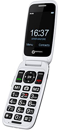 Geemarc CL8700-4G Téléphone Portable à clapet amplifié avec Grandes Touches, Fonction SOS et Boutons mémoire One-Touch Compatible Bluetooth et Aide auditive Débloqué Version Britannique