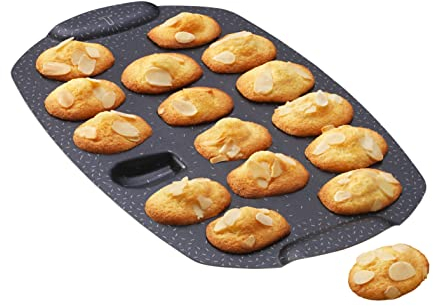 Tefal Stampo per torta 16 mini madeleine, rivestimento antiaderente, alluminio riciclato e riciclabile, pasticceria ben dorata, made in Francia, PerfectBake Mini J5734802, marrone tabacco